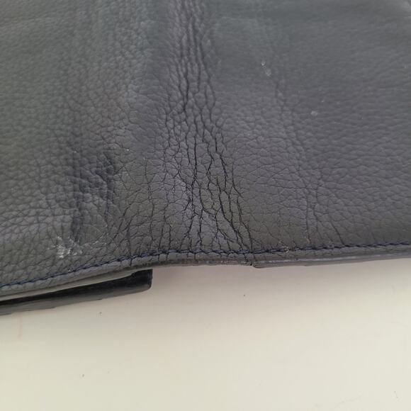 Dunhill Designer Checkbook Card Bill Holder Wallet Black Bifold Leather Long - Picture 9 of 11